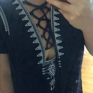 Navy Blue sexy low cut vacation beach dress